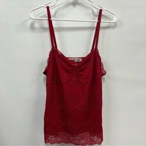 Madden Girl Lace Cami Top Size XL red Floral adjustable straps sexy camisole